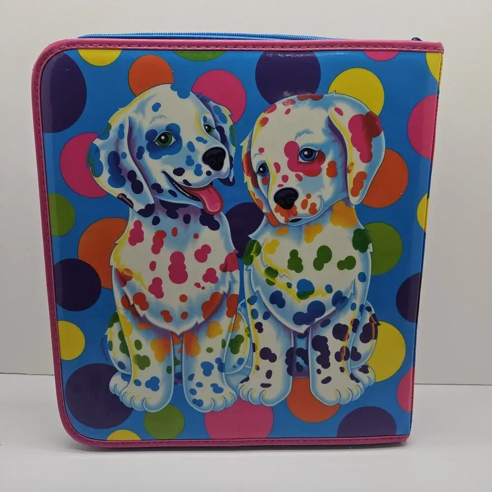 Lisa Frank Vintage 90's 3 Ring Binder Spotty And Dotty Zip Up